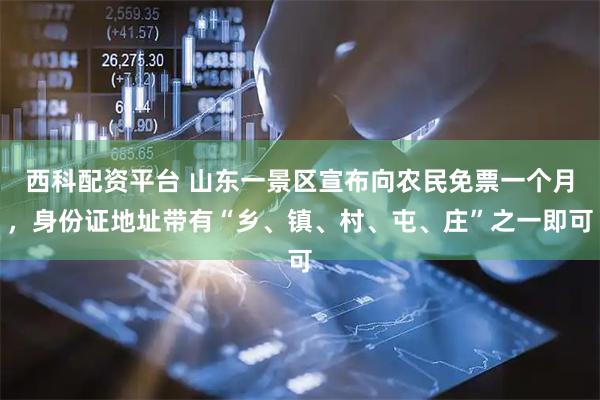 西科配资平台 山东一景区宣布向农民免票一个月，身份证地址带有“乡、镇、村、屯、庄”之一即可