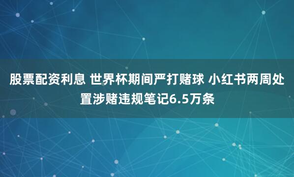 股票配资利息 世界杯期间严打赌球 小红书两周处置涉赌违规笔记6.5万条